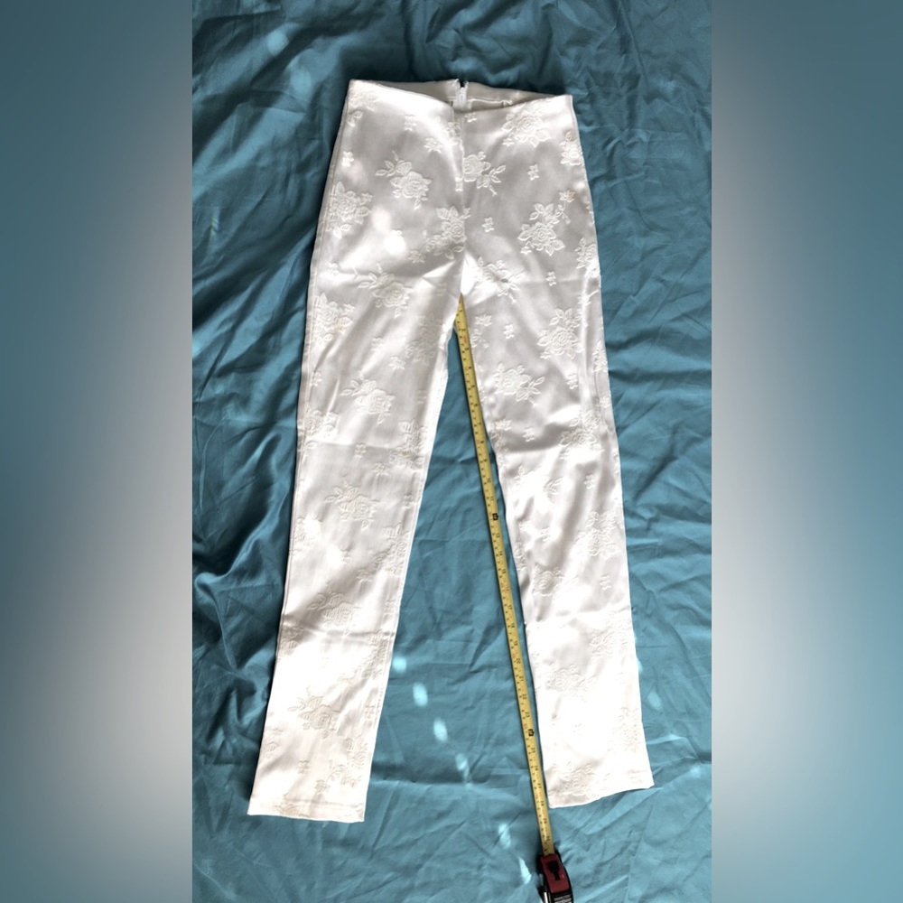 90’s Fredricks satin embroidered white pants